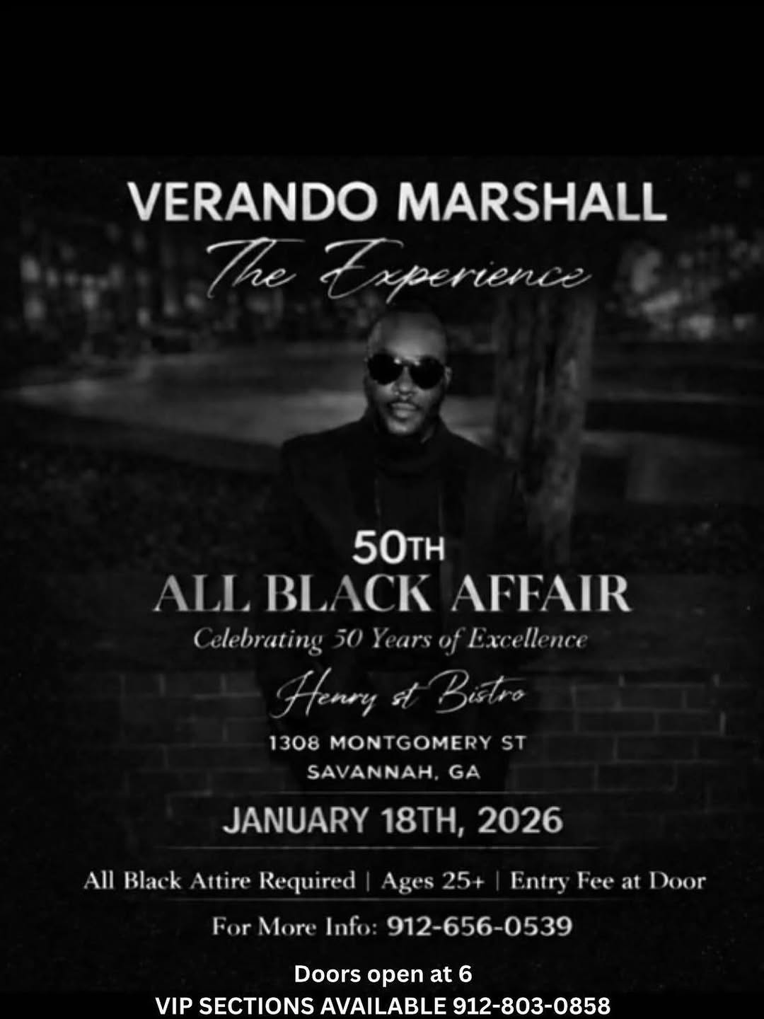 Verando Marshall: The Experience - 50th All Black Affair