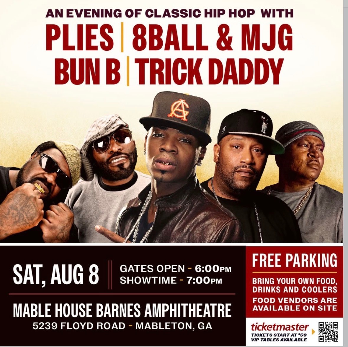 An Evening of Classic Hip Hop with Plies, 8Ball & MJG, Bun B, Trick Daddy