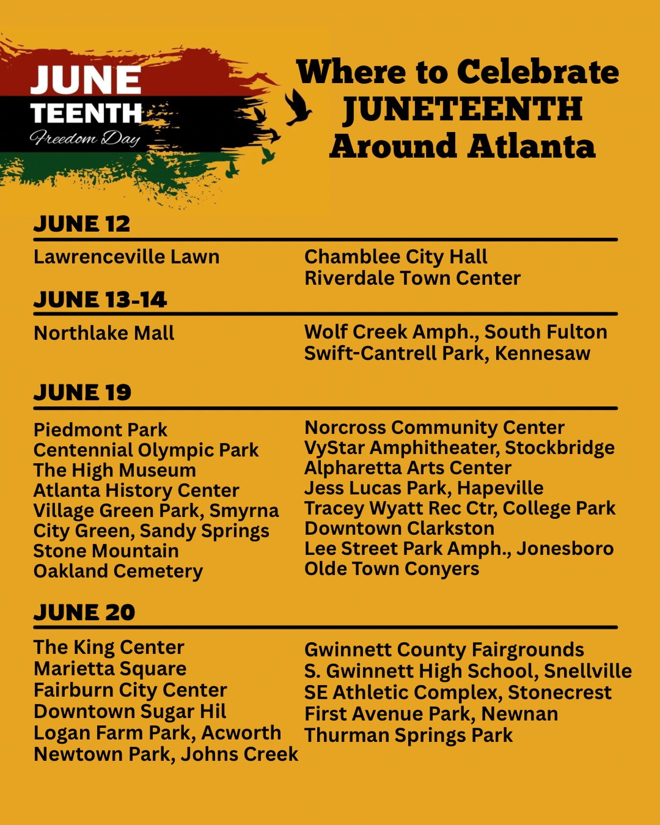 Juneteenth Freedom Day Celebrations Around Atlanta