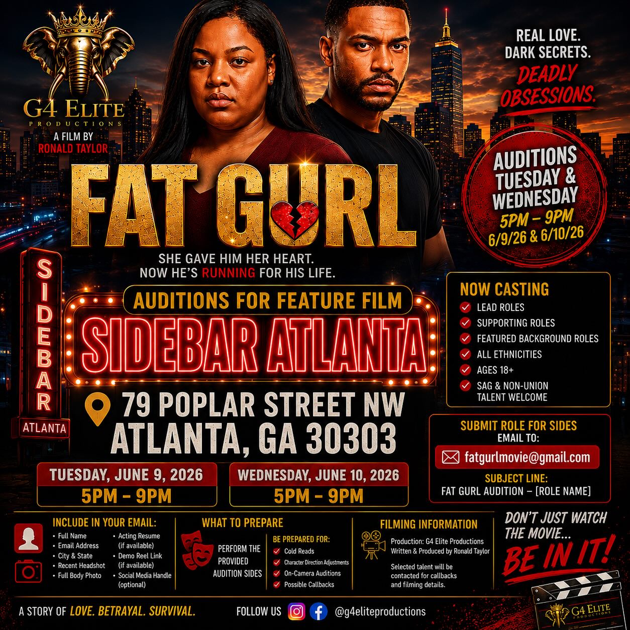 FAT GURL – Auditions for Feature Film
