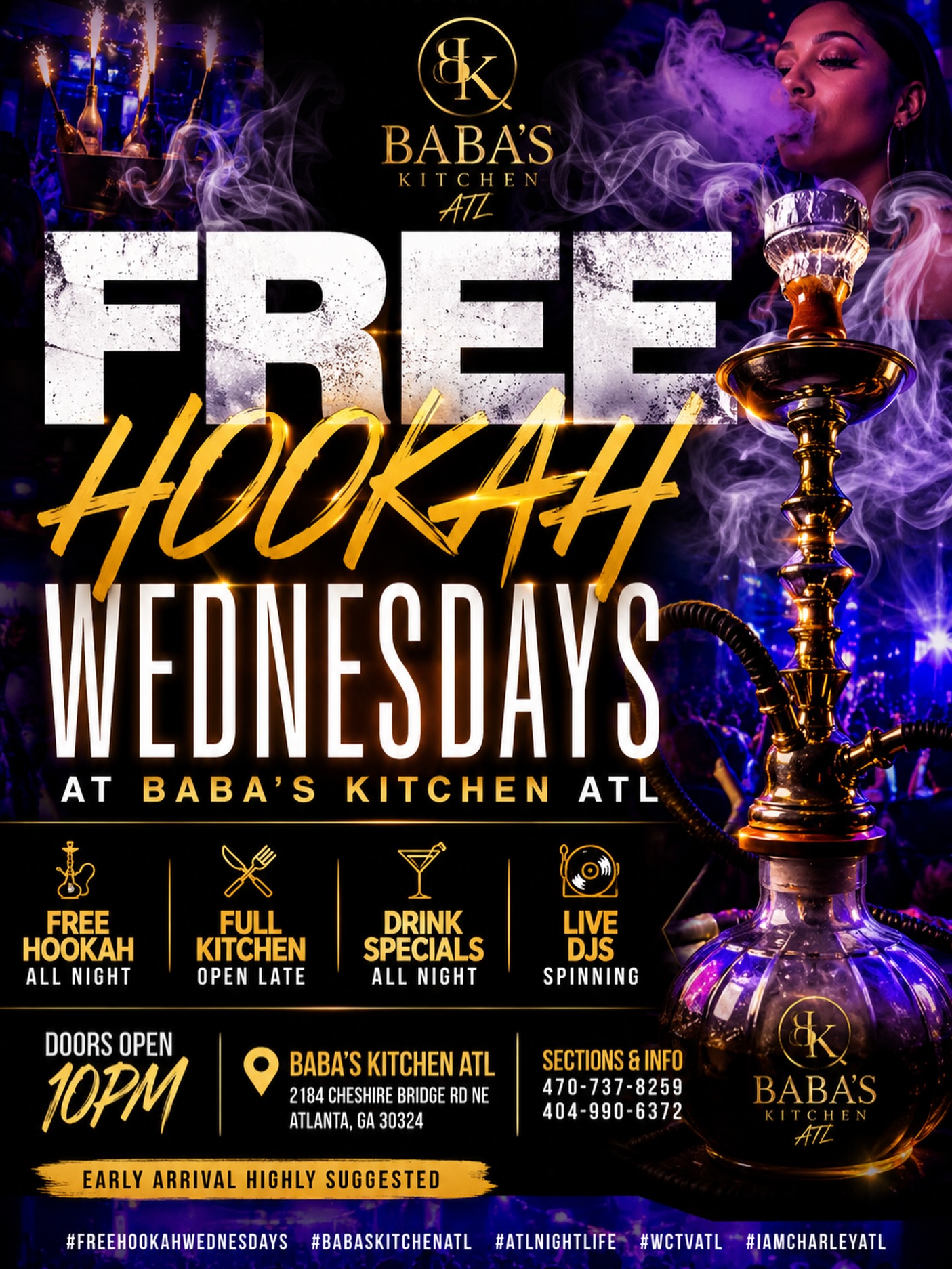Free Hookah Wednesdays at Baba's Kitchen ATL