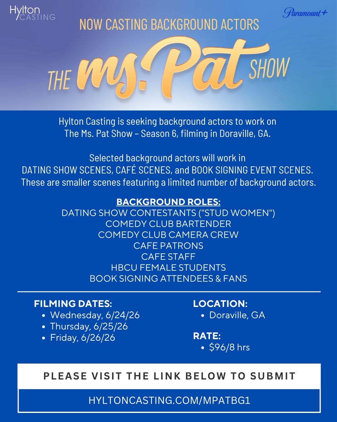 The Ms. Pat Show – Background Actor Casting Call (Season 6)