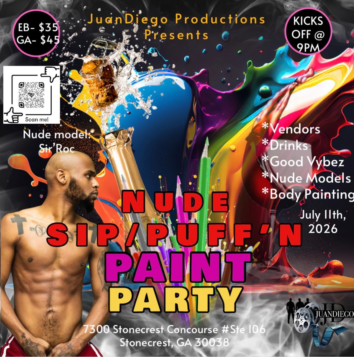 Nude Sip/Puff'N Paint Party