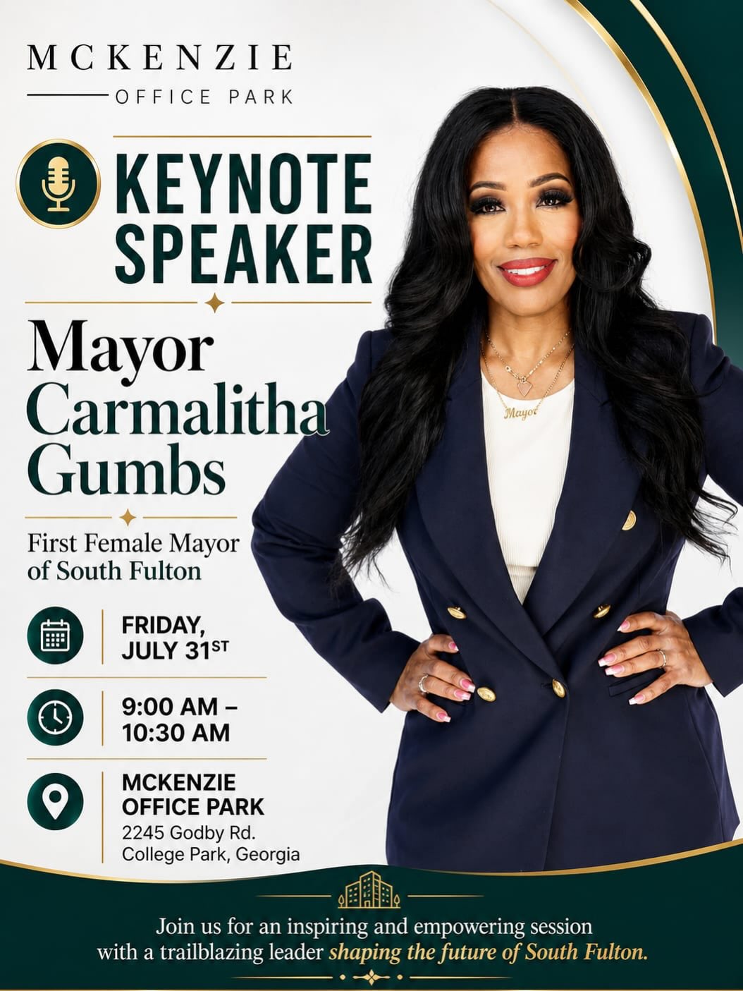 Keynote Speaker: Mayor Carmalitha Gumbs at McKenzie Office Park