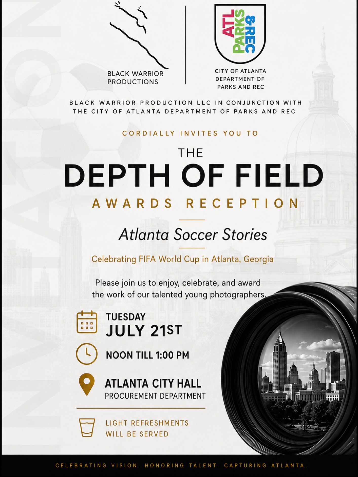The Depth of Field Awards Reception: Atlanta Soccer Stories